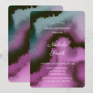 Invitation Fête de Fiançailles Abstraite Violet et Sarcelle H