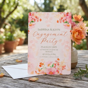 Invitation Fête de fiançailles aquarelle florale colorée