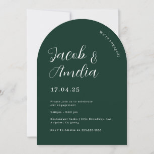 Invitation Fête de fiançailles Arch Moderne Émeraude Verte