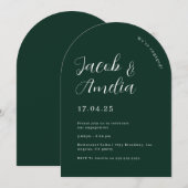 Invitation Fête de fiançailles Arch Moderne Émeraude Verte (Devant / Derrière)