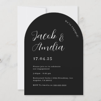 Invitation Fête de fiançailles Arch Moderne Noir