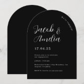 Invitation Fête de fiançailles Arch Moderne Noir (Devant / Derrière)