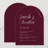 Invitation Fête de fiançailles Arch Moderne prune   (Devant / Derrière)