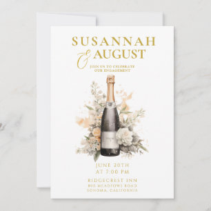 Invitation Fête de fiançailles au champagne à l'aquarelle
