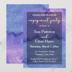 Invitation Fête de fiançailles au mandala aquarelle violet