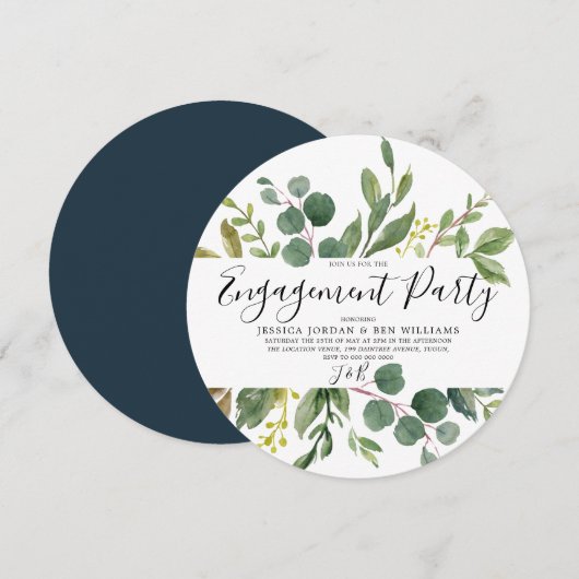 Invitation Fête de fiançailles au printemps vert à l'aquarell (Devant / Derrière)