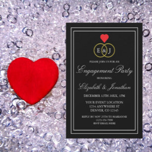 Invitation Fête de fiançailles aux anneaux entrelacés