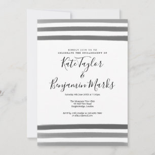 Invitation Fête de fiançailles aux aquarelles modernes noir e