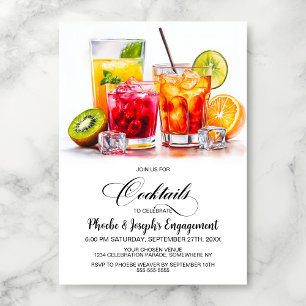 Invitation Fête de Fiançailles aux Cocktails Colorés