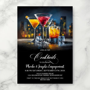 Invitation Fête de Fiançailles aux Cocktails Colorés