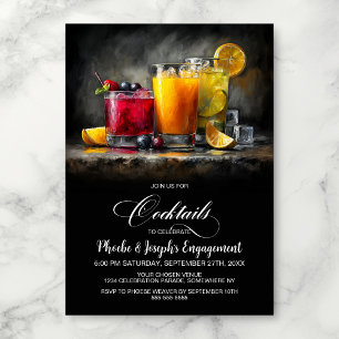 Invitation Fête de Fiançailles aux Cocktails Colorés