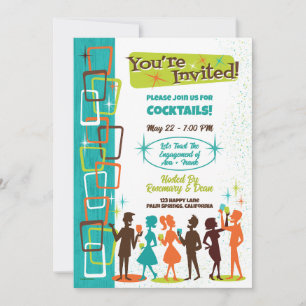 Invitation Fête de fiançailles aux cocktails Modernité du mil