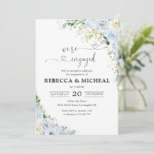 Invitation Fête de fiançailles aux fleurs de eucalyptus bleu (Debout devant)