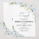 Invitation Fête de fiançailles aux fleurs de eucalyptus bleu (Devant / Derrière)