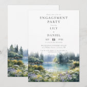 Invitation Fête de fiançailles aux fleurs sauvages au bord du (Devant / Derrière)