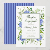 Invitation Fête de fiançailles aux Hortensias Bleus (Devant / Derrière)