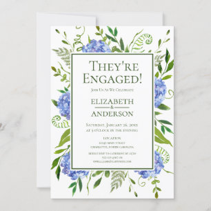 Invitation Fête de fiançailles aux Hortensias Bleus