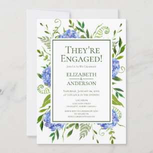 Invitation Fête de fiançailles aux Hortensias Bleus