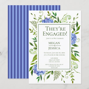 Invitation Fête de fiançailles aux Hortensias Bleus