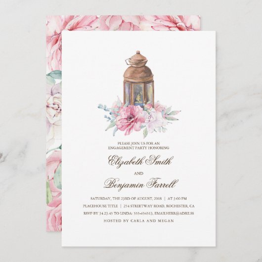 Invitation Fête de fiançailles aux lanternes (Devant / Derrière)