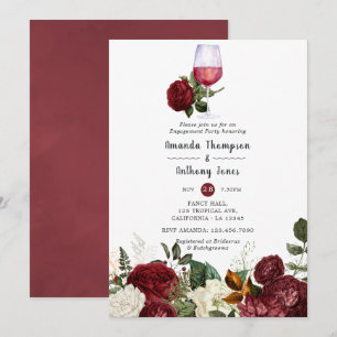 Invitation Fête de fiançailles avec dégustation de vin floral