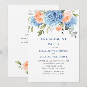 Invitation Fête de fiançailles avec des roses roses et des ho