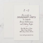 Invitation Fête de fiançailles avec initiales manuscrites Plu (Devant / Derrière)