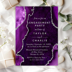 Invitation Fête de fiançailles avec marbre d'agate violet et