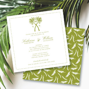 Invitation Fête de fiançailles avec monogramme de palmiers no