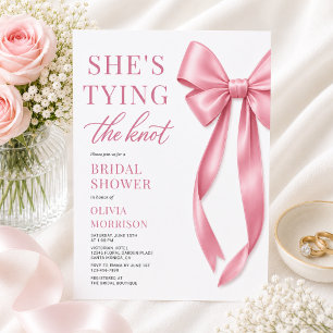 Invitation Fête de Fiançailles avec un Nœud Rose