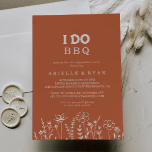 Invitation Fête de fiançailles BBQ Terracotta Wildflower I Do