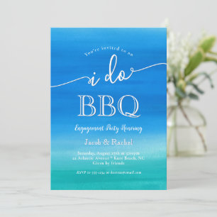 Invitation Fête de fiançailles Beachy I Do BBQ Bleu Vert