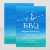 Invitation Fête de fiançailles Beachy I Do BBQ Bleu Vert (Devant / Derrière)