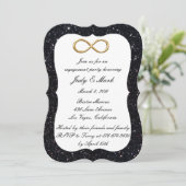 Invitation Fête de fiançailles Black Glitter Gold Infinity (Debout devant)