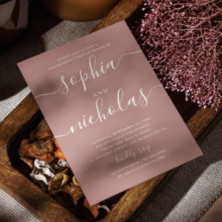 Invitation Fête de Fiançailles Bois de Rose Atténué | Rose Ro