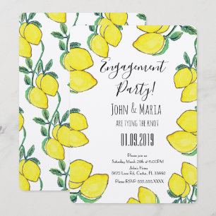 Invitation Fête de fiançailles bordure de vigne au citron aqu