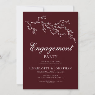 Invitation Fête de fiançailles botanique Bourgogne & Ivoire