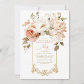 Invitation Fête de fiançailles botanique terne rose beige (Devant)