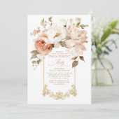 Invitation Fête de fiançailles botanique terne rose beige (Debout devant)