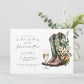Invitation Fête de Fiançailles Bulles et Bottes Rustiques (Debout devant)
