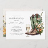 Invitation Fête de Fiançailles Bulles et Bottes Rustiques (Devant / Derrière)