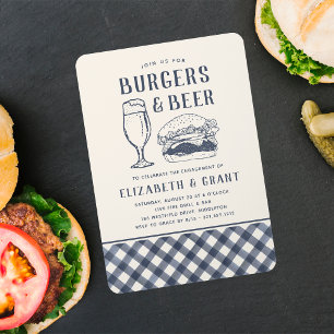 Invitation Fête de fiançailles Burgers & Beer