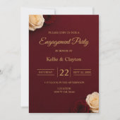 Invitation Fête de fiançailles Burgundy Rose (Devant)