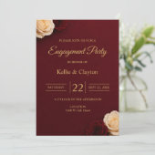 Invitation Fête de fiançailles Burgundy Rose (Debout devant)