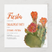 Invitation Fête de fiançailles Cactus Aquarelle Floral Script (Devant)