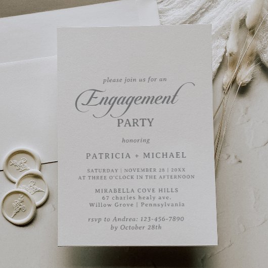 Invitation Fête de fiançailles calligraphie Chic Classique