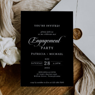 Invitation Fête de fiançailles calligraphie noir et blanc Cla