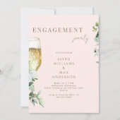 Invitation Fête de Fiançailles Champagne À Nous Rosé  (Devant)