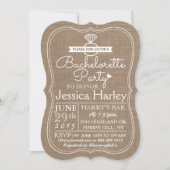 Invitation Fête de Fiançailles Champêtre en Burlap (Devant)