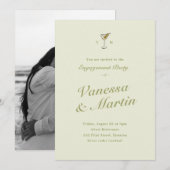 Invitation Fête de Fiançailles Classique Olive Martini (Devant / Derrière)